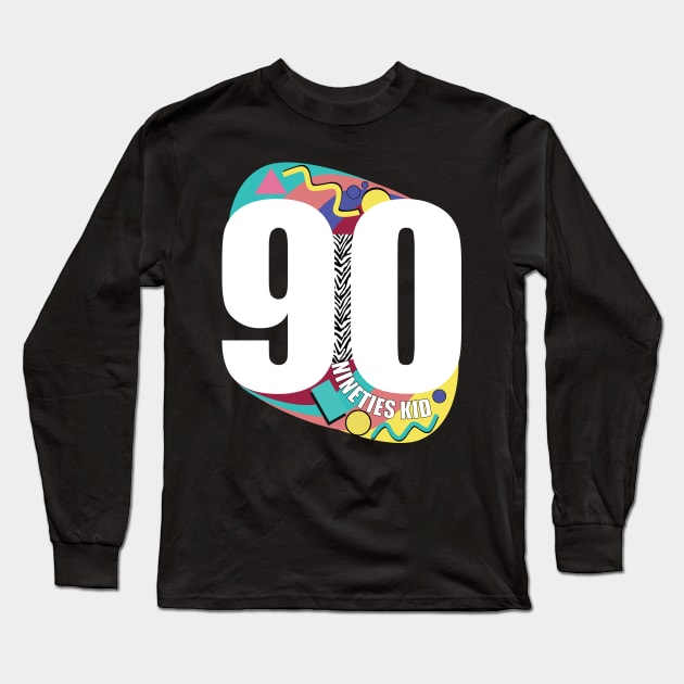 90s Kid - Vintage Nineties Kid Merch Long Sleeve T-Shirt by WaltTheAdobeGuy